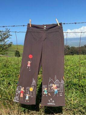 Y2K VTG Chicos brown Mouse Town Preppy Retro Pants Cropped small